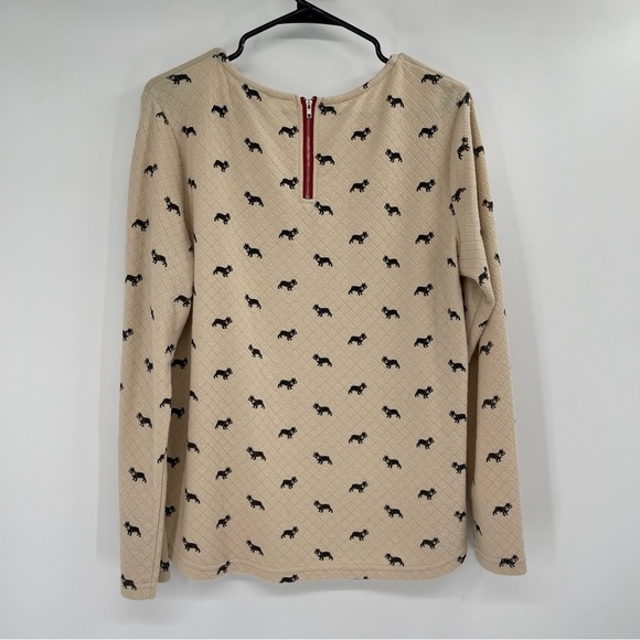 ART & SOUL French Bulldog Motif Lightweight Quilted Long Sleeve Zipped Back Top - Picture 4 of 8